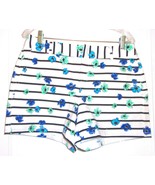 Elle Venice White Shorts w/Blue Flowers &amp; Black Stripes Shorts NWT$40 Si... - £27.60 GBP