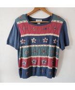 Vintage Alfred Dunner Short Sleeve Floral Pullover Sweater Cottagecore S... - $25.00
