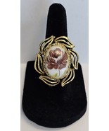 Vintage Costume Jewelry Large Flower Gold Tone Ring Adjustable - €21,18 EUR