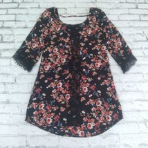 Socialite Dress Womens XS Black Floral 3/4 Sleeve Lace Lined Mini Boho - $19.99