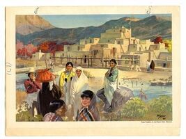 Santa Fe Dining Car Menu Texas Chief Taos Land of the Pueblos Cover Fred... - $37.62