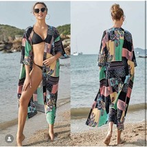 long kimono/beach cover up,bikini cover for women, bohemian cotton premi... - $180.00