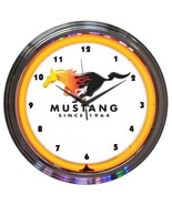 Ford Mustang Since 1964 Orange Neon Clock 15&quot;x15&quot; - £67.64 GBP