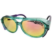 Pit Viper Sunglasses Men Pink Gold Lens Aqua Green Frame Aviator Steam Punk - $49.50