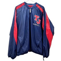Majestic Jacket XL Blue Red 3/4 Zip Long Sleeve TJ Baseball Front Pockets EUC - £30.95 GBP