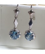 18K White Gold 4.4 grams Blue Topaz Leverback Drop Earrings - £320.41 GBP