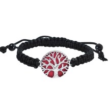Handmade Tree of Life Red Coral Adjustable Spiritual Bracelet - $39.99