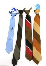 Vintage Boys Clip On Neckties Lot 4 Towncraft Grants 60s Striped Blue - $31.90 CAD