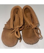 Minnetonka Moccasin front tie Kids Size 4 Ankle Boot Brown Fringe LOW $ - $313.96 MXN