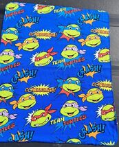 2015 TMNT Teenage Mutant Ninja Turtles Fleece Blanket Blue 48 L x 37 W C... - $16.10