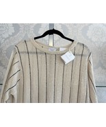 BRUNELLO CUCINELLI Sequin Accent 3/4 Sleeve Linen &amp; Silk Sweater Sz L $1... - £469.22 GBP