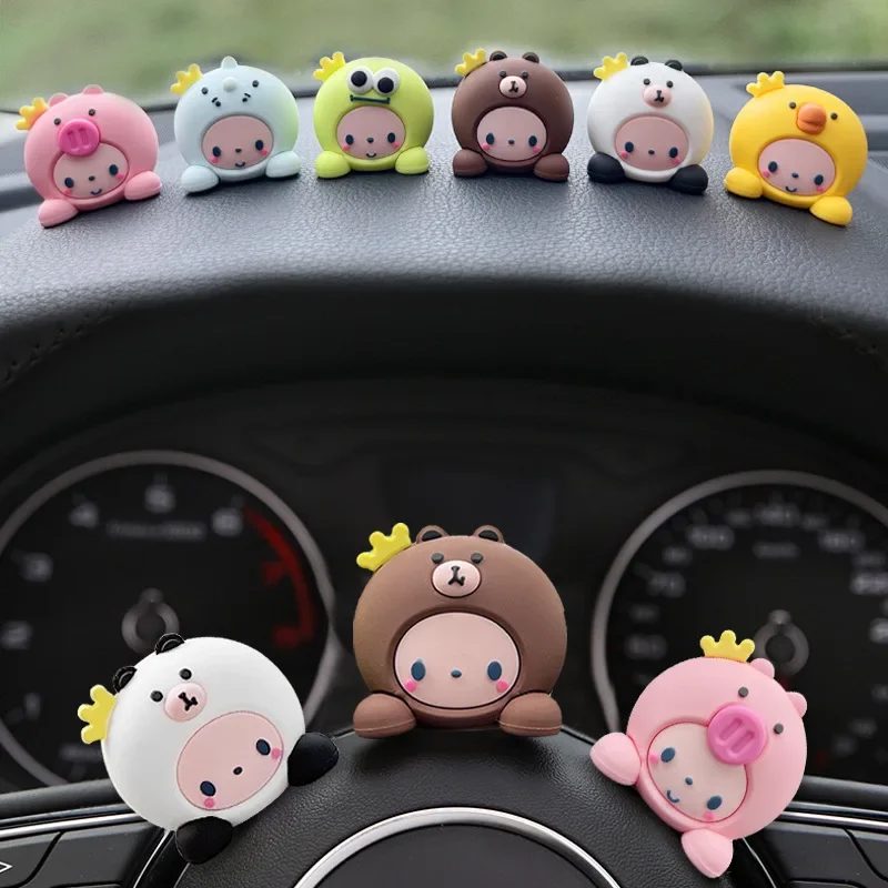 Creative Cartoon Crown Monkey Car Small Ornaments Cute Animal Doll Center - £12.99 GBP+