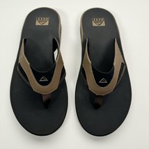 Reef Fanning Men’s Sz 13 Flip Flop Sandals Brown &amp; Black W/ Bottle Opener - £25.88 GBP