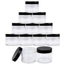 12 Pieces 2Oz/60G/60Ml Hq Acrylic Leak Proof Clear Container Jars W/Blac... - $35.99