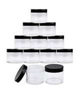 12 Pieces 2Oz/60G/60Ml Hq Acrylic Leak Proof Clear Container Jars W/Blac... - £28.15 GBP