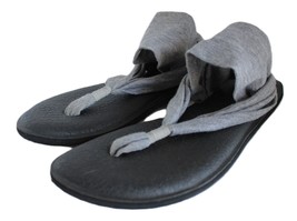 Sanuk Women&#39;s Size 7 Yoga Sling Gray Metallic Silver Sandals SWS10951 - $13.09