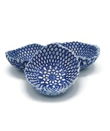 Set Of 3 Small Handmade Ceramic Bowls, Blue Artisan Textured Portugal Po... - £58.72 GBP