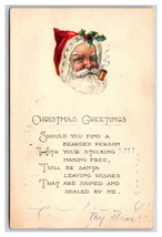Santa Claus Smoking Pipe Christmas Greetings Poem 1921 DB Postcard P25 - £6.18 GBP