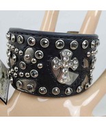 Vintage Western Moments Cross Rhinestone Stitched Bracelet Wrap 2&quot; Wide ... - $16.36