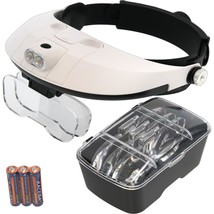 Hawk Opticals MG9008 2 Led Head Magnifier With Extra Lenses, White - £25.43 GBP