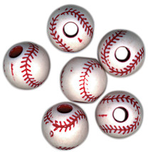 Team Sport Beads - Acrylic - Baseball - Red and White - 12mm - £12.77 GBP