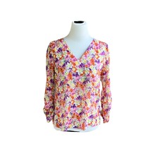 Elaine Rose vneck pullover lightweight flowy colorful floral tunic size small - £23.08 GBP