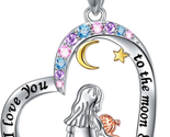 S925 Sterling Silver Mother and Daughter Moon and Star Love Heart Pendan... - $43.76