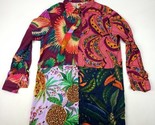 FARM RIO Long Sleeve Button Up  Shirt Dress Parrots Floral Pine Apple Ba... - $89.00