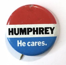 Vintage Hubert H. Humphrey He Cars Button Pin Red White Blue 1.5&quot; - £4.79 GBP