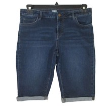 Soho New York Company Denim Jean Bermuda Shorts Size 8 Cuffed Blue Cotton Blend - £11.61 GBP