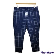 NWT Gap Factory | Slim City Navy White Windowpane Cropped Pants, size 12a ankle - £21.45 GBP