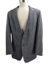 Farah Clothing 100% Wool Gray Herringbone 40L Men&#39;s Medium Sport Coat - £8.51 GBP