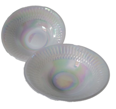 Set 2 MOONGLOW Federal Glass Bowls Pearl Iridescent Milk Glass Diamond Design  - £20.97 GBP