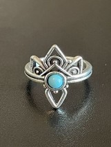 Tribal Boho Turquoise Stone Silver Plated Woman Ring  - £5.50 GBP