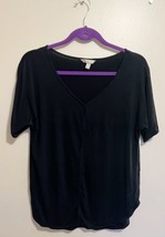 Banana Republic V Neck Top Size Small Black Solid Dolman Sleeve Stretch Womens - £9.48 GBP