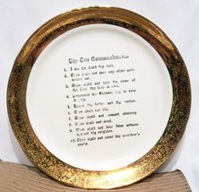 The Ten Commandments Christian Decorative Plate Eastern China 22k Gold T... - $15.84