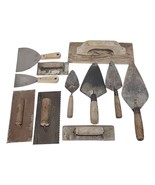 11pc Vintage Masonry Lot Concrete Tools Wood Handled Spades Etc USA Anti... - €34,98 EUR