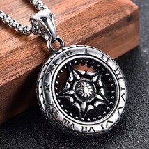 For Men Silver Motorcycle Tire Pendant Necklace Punk Rock Jewelry Box Chain 24&quot; - £9.45 GBP