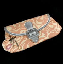 Vintage Fashion Fair Pink Silver Buckle Clutch Cotton Blend Rhinestone Handbag - £9.42 GBP