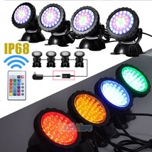 4X 36 Led Submersible Rgby Pond Spot Lights Underwater Pool Fountain Ip6... - £70.33 GBP