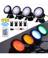 4X 36 Led Submersible Rgby Pond Spot Lights Underwater Pool Fountain Ip6... - £70.50 GBP