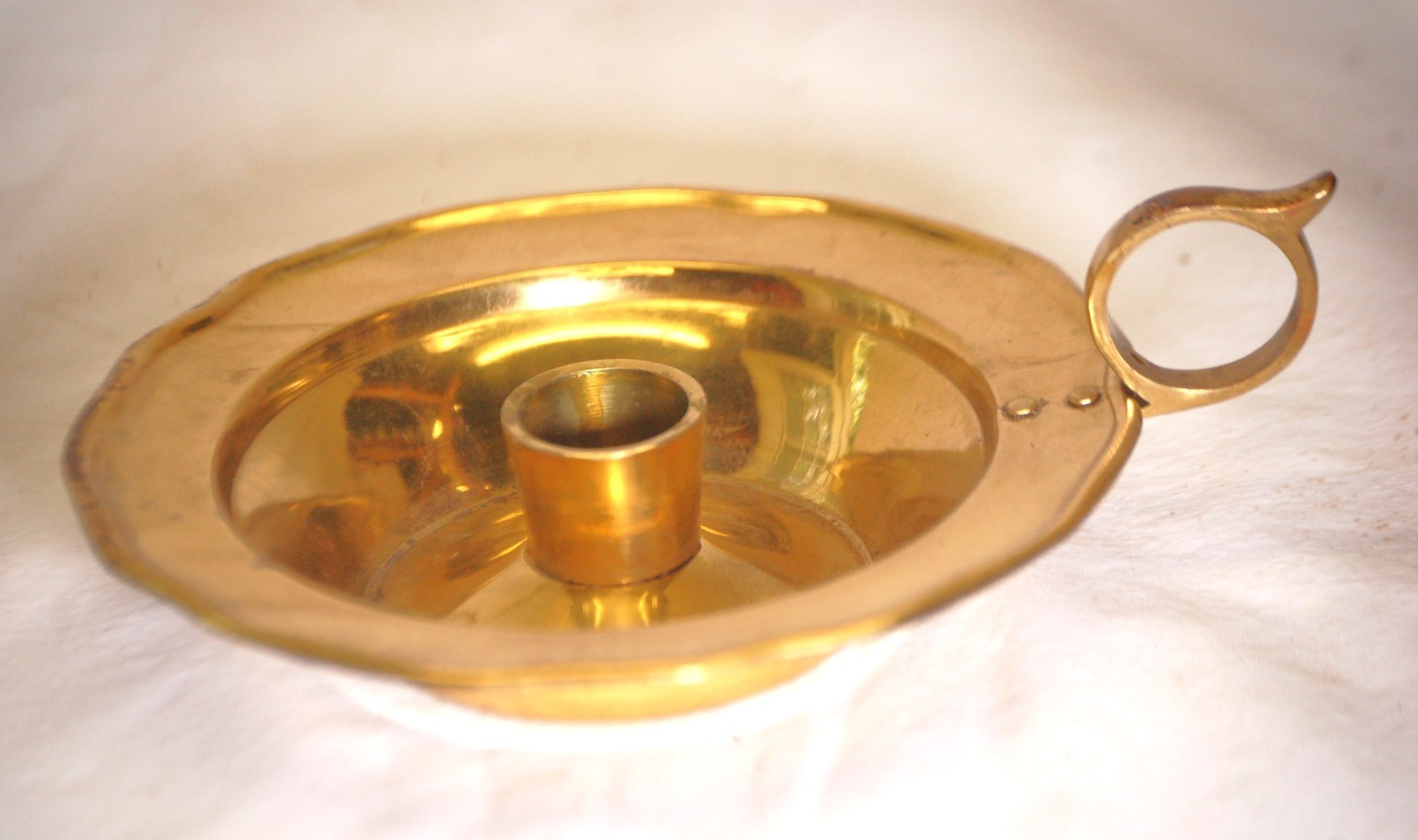 Brass Candlestick Holder Finger Loop Handle India - $12.86