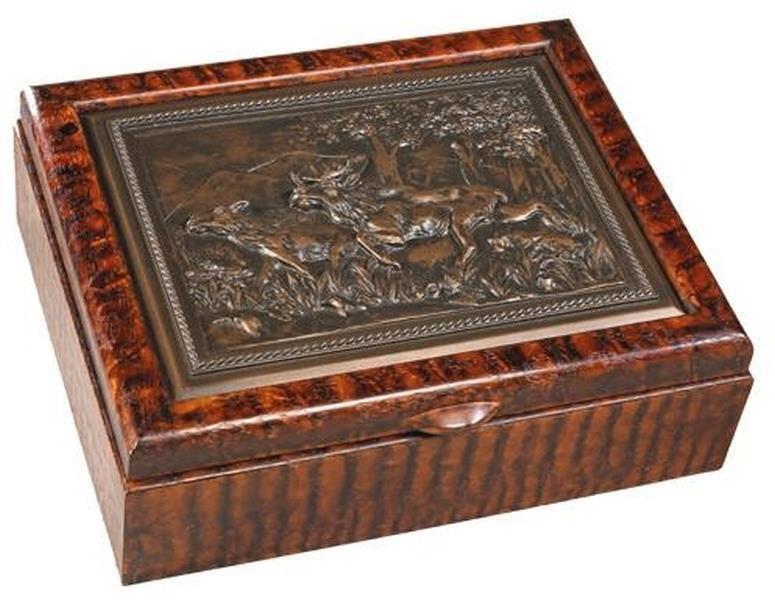 Primary image for Box MOUNTAIN Lodge Moose Hinged Lid Chocolate Brown Resin Hand-Cast