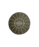 Moroccan leather pouf, round pouf, berber pouf, crocodile green pouf wit... - $95.73 CAD