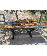 HANDI STONE Epoxy Square Table (Top and Base Both) Natural Wood Table, W... - $575.00