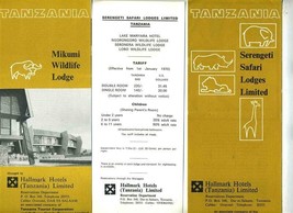 Mikumi Wildlife &amp; Serengeti Safari Lodges &amp; Tariff Brochures Tanzania 1970 - £18.60 GBP