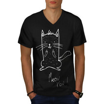 Cat Offensive Joke Funny Shirt Cute Kitten Men V-Neck T-shirt - £10.44 GBP