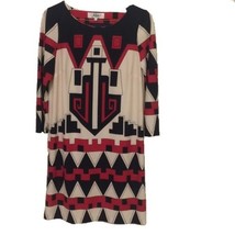 TIBI Tribal Shift Dress Womens Size Small Red Black Geometric - £19.93 GBP