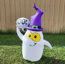 Airblown Inflatables Halloween 4 ft Ghost with Witch Hat &amp; Boo - £23.01 GBP