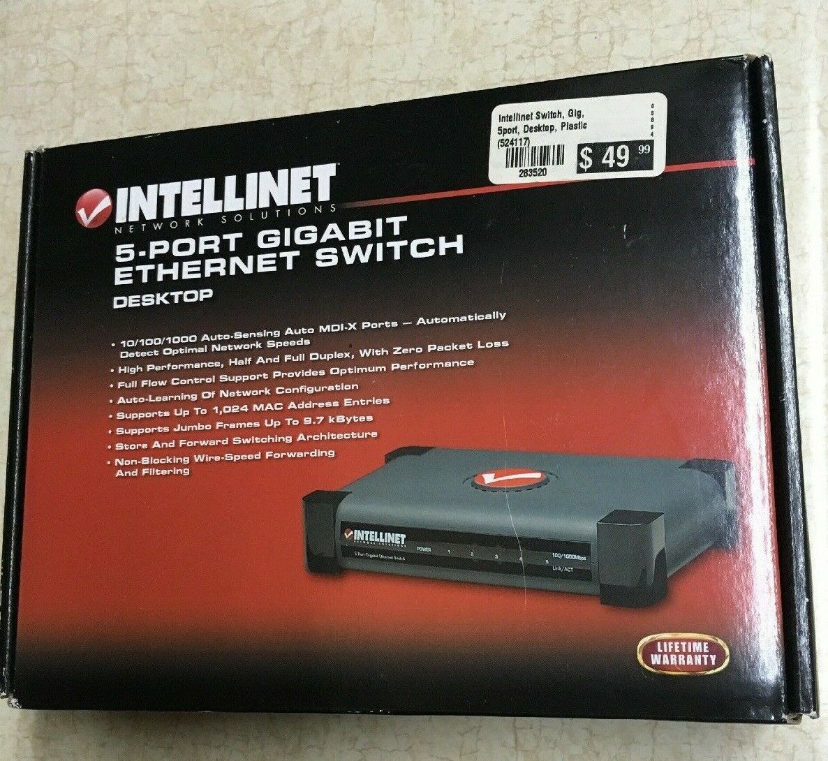 Intellinet 5-port Gigabit Ethernet Switch 10/100/1000 524117 Desktop - Brand New - $28.99